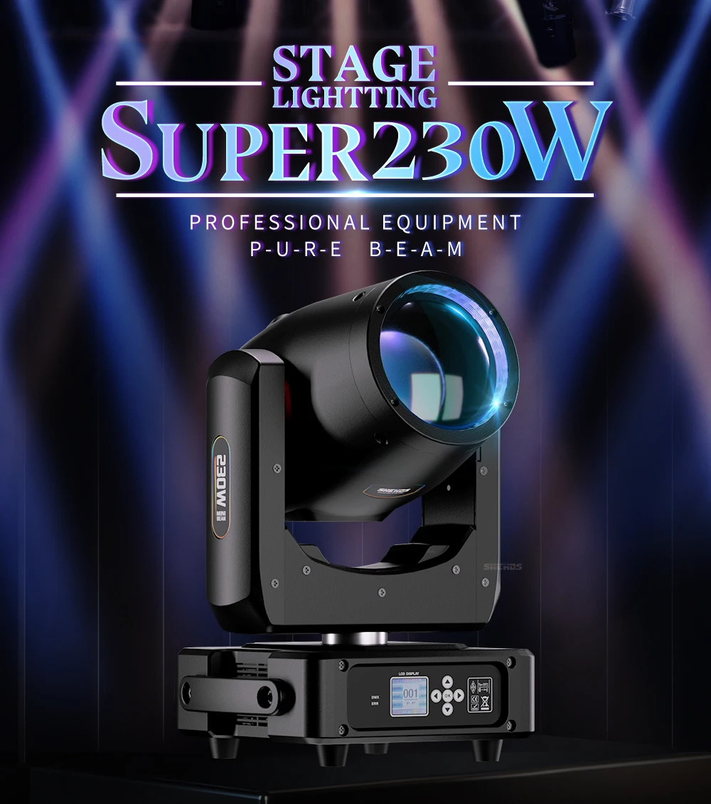 SHEHDS 230W 7R Super Beam Moving Head Blub DMX 512 Bühnenlichteffekt Professionell für Hochzeit DJ Disco Party 16/20CH 1,2 Grad – Detail 1