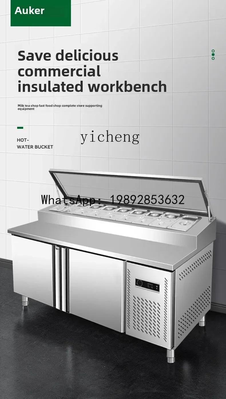 Q5  salad table fresh-keeping workbench fruit fishing display cabinet commercial Malatang cold dishes refrigerated side