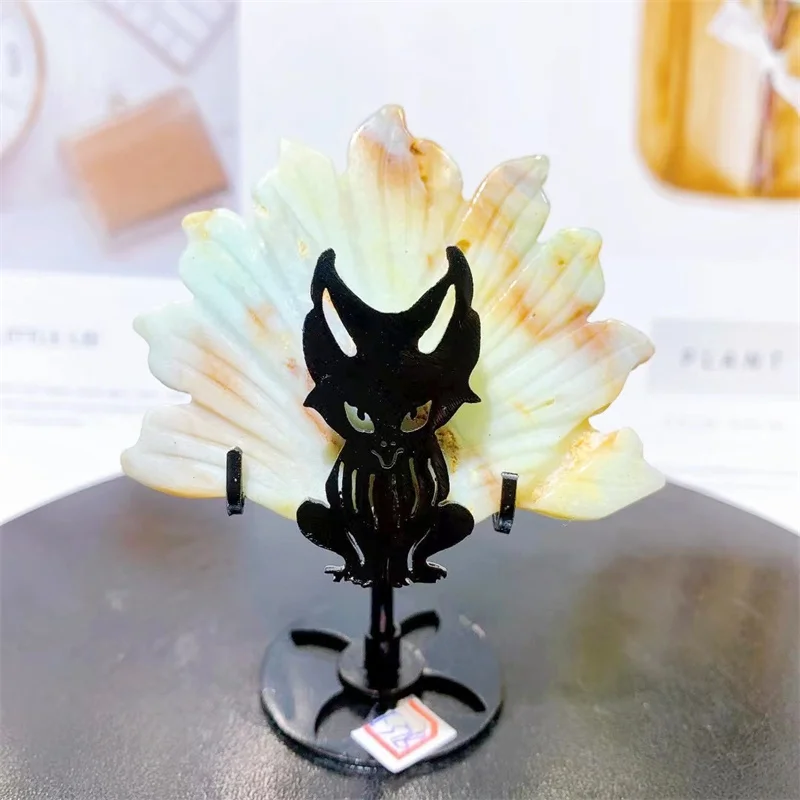 Natural Amazonite Nine-tailed Fox Tail Carving, Hand Polished, Reiki Healing Crystal Gift, Room and Office Decoration, 1Pc