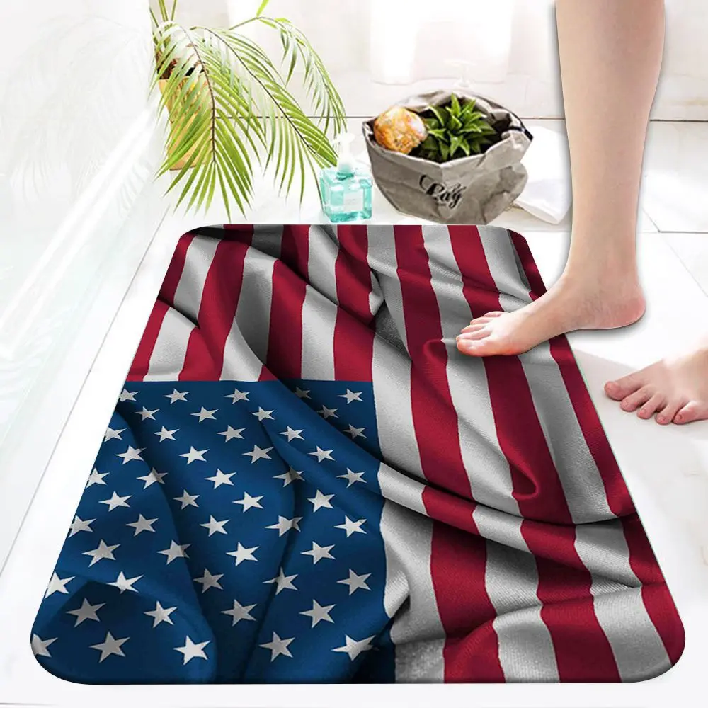 American Flag Long Rugs Nordic Style Bedroom Living Room Doormat Home Balcony Anti-Slip Household Carpets