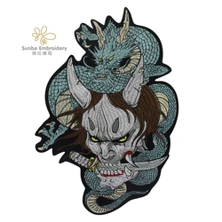 Dragon  Patches Iron on Patch Evil Skull Embroidery Sticker Applique  Patches for Jacket Motorcycle Biker Vest  5 pieces