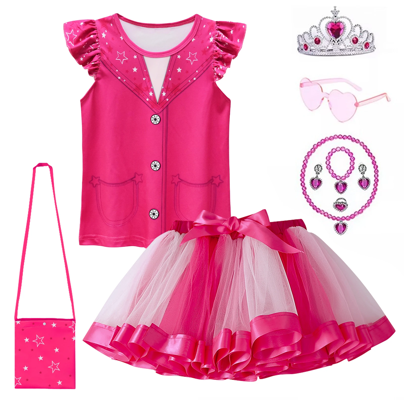 

Toddler Children Flying Sleeve Suit Baby Girl Cosplay Costume Carnival Easter Tutu Skirt Clothing Princess Birthday Outfits 4-8Y