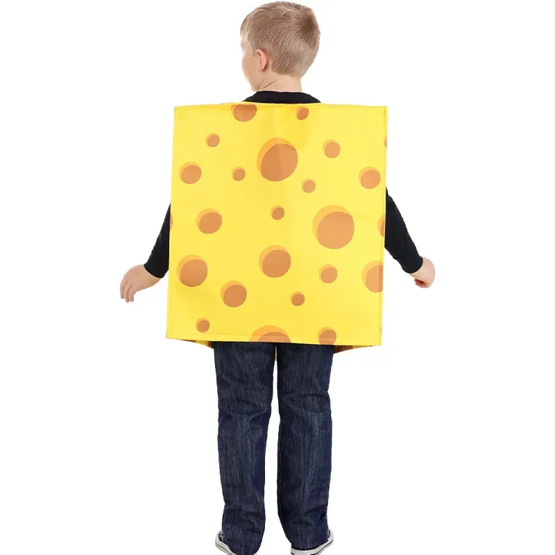 

2025 11 Unisex Child Yellow Cute Girl Truly Cheesy Tunic Halloween Cosplay Kids Cheese Food Costume