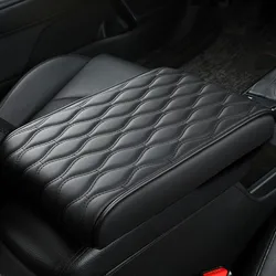 Car Armrest Mat Center Console Arm Rest Protection Cushion Wave Embroider PU Leather Auto Armrests Storage Box Cover Pad