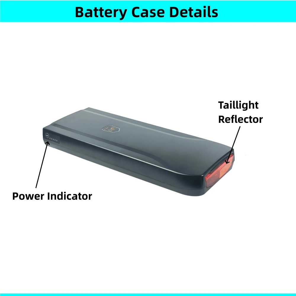 37V 36V 48V City Bike Rear Carrier Ebike Battery Box 60 18650 40 21700 Cells Phylion XH370-13J Wall-ES City Bike Battery Case