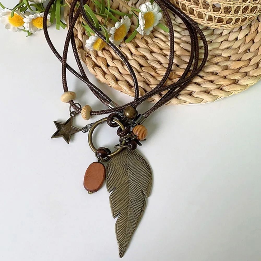 Moda estilo étnico de madeira longa borla colares estilo bohemiano elegante camisola corrente originalidade para mulher colar