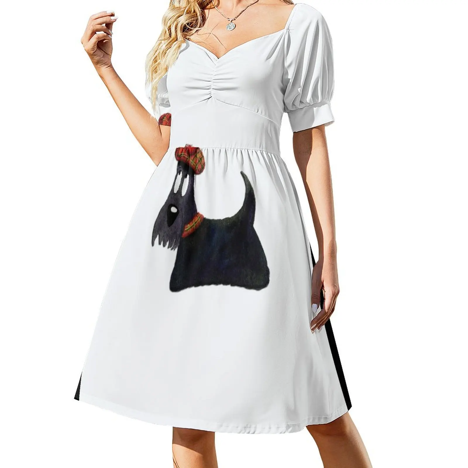 

Scottie Dog 'Tartan Hat' Short-Sleeved Dress Women's summer dress dresses summer woman 2025