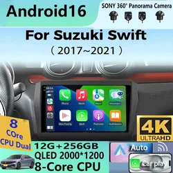 Android 16 For Suzuki Swift 2017 2018 2019 Car Radio Stereo Multimedia Navigation GPS Video Player DSP QLED Wireless Carplay 4G