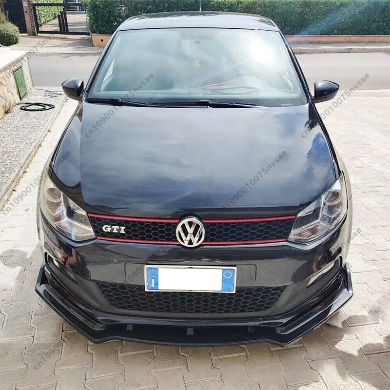 For VW Polo MK5 6R GTI 2010-2014 Car Front Bumper Lip Chin Spoiler Splitter Lip Guard Protector Gloss Black Front Splitter