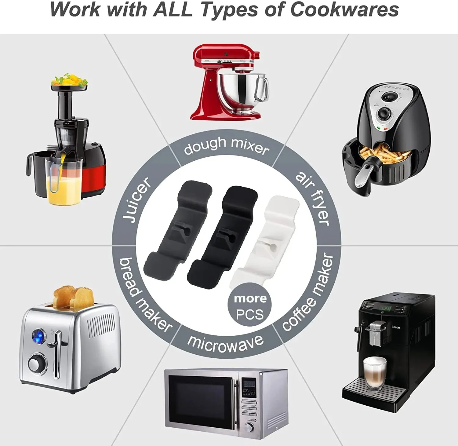 Cord Wrapper Cable Holder Clip Clamp Cord Organizer Cables Storage For Kitchen Appliances Mixer Blender Coffee Maker Air Fryer