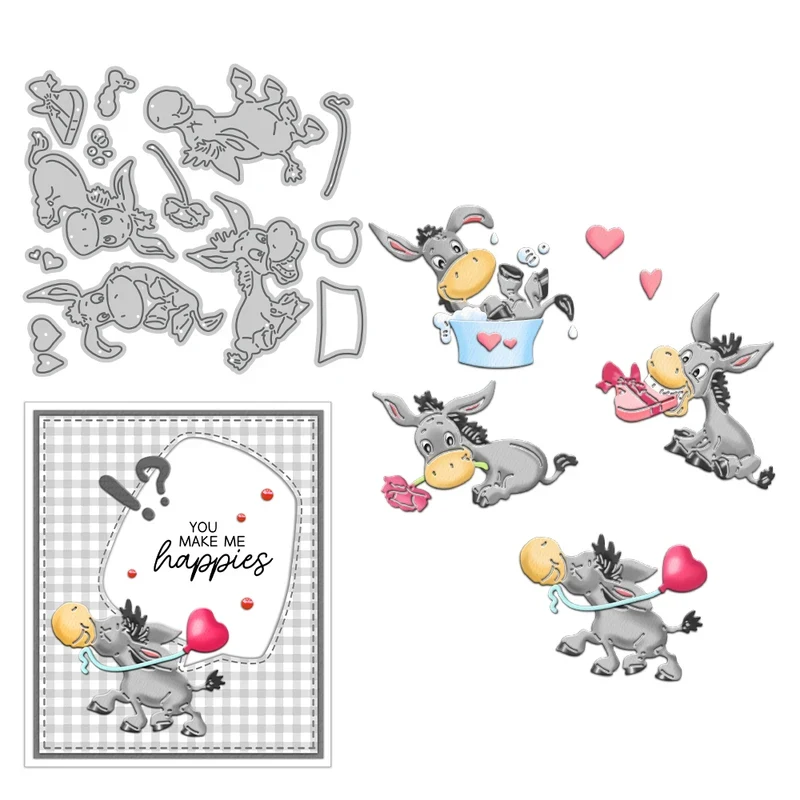 

Cute Cartoon Donkey Cutting Dies DIY Scrapbooking Supplies Metal Dies Knife Mold For Card Making Albums Decor