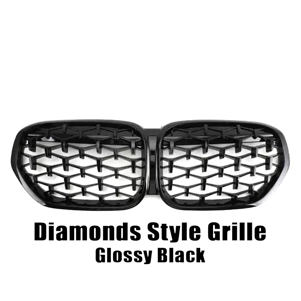 Xvip Carbon Fiber Look Double Line Style Front Race Grills Voor Bmw X1 F48 Lci 2020-2022 Alle Zwarte Diamanten Stijl Bovenste Roosters