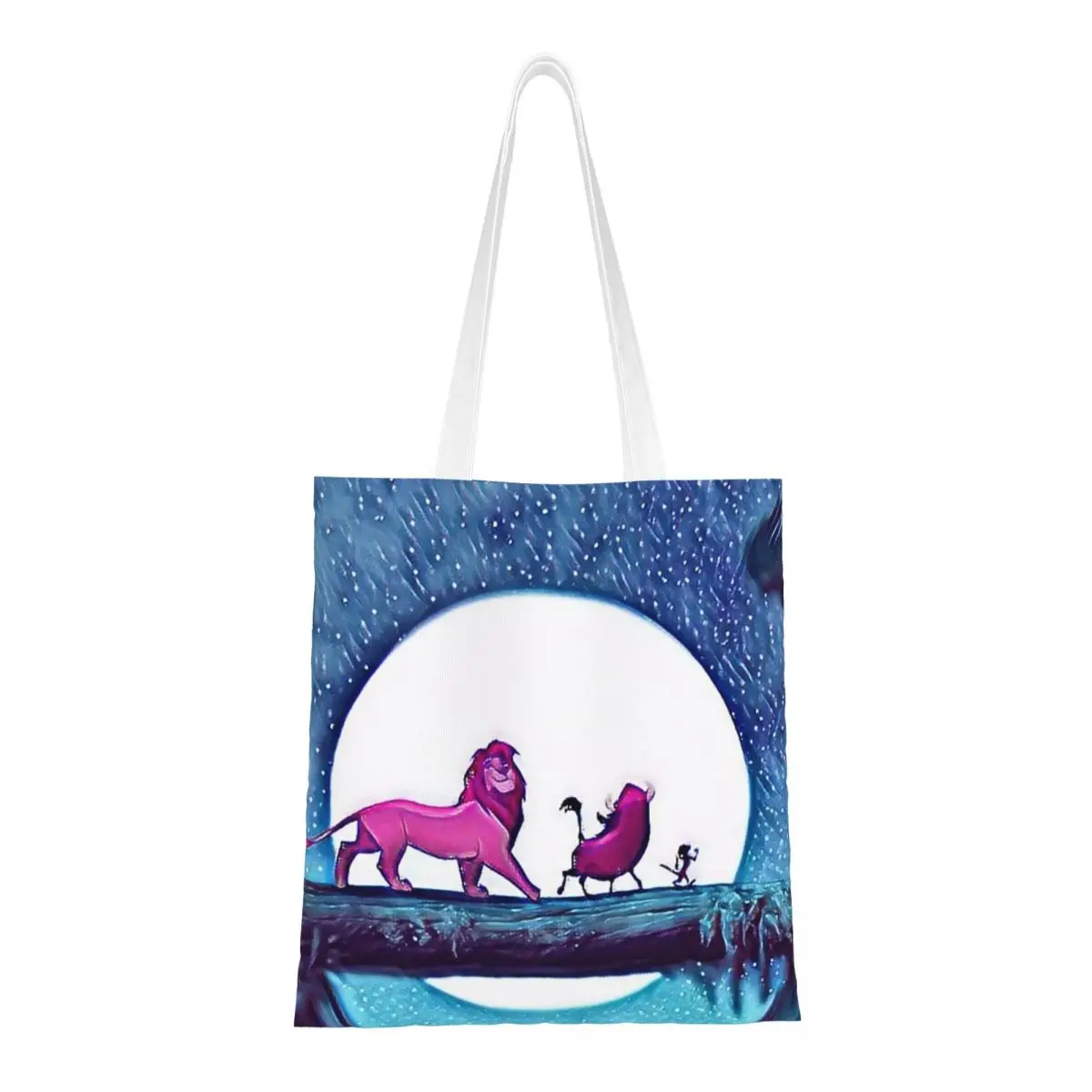 Custom Lion King Simba Shopping Canvas Bag Women Washable Groceries Italian Animated Television Tote Shopper Bags