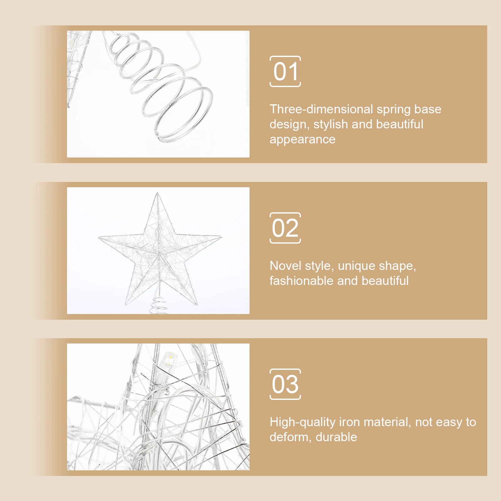 

1Pcs Luminous LED Star Ornament Christmas Tree Topper Elegant Star Design Treetop Decor for Home Party Festival Lighting