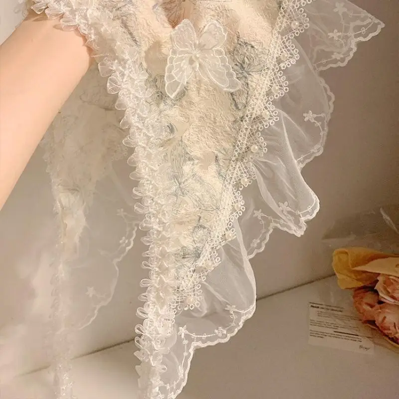 

Французские кружевные треугольные шарфы, платок с бабочкой и цветочным принтом, модные банданы, тюрбан для девочек, повязка на голову для путешествий и фотографий