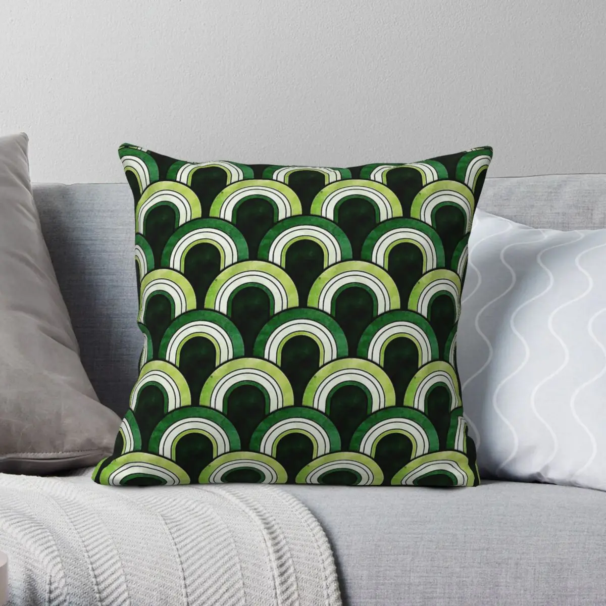 Retro Green Arches Square Pillowcase Polyester Linen Velvet Creative Zip Decor Throw Pillow Case Sofa Cushion Case 45x45