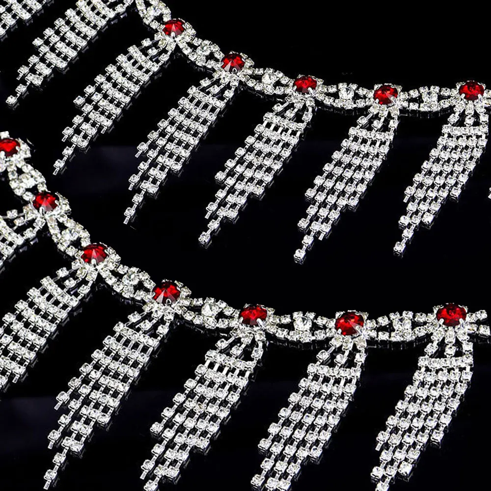 

DIY Decoration Sewing Sweater Garment Appliqué Trim Shiny Long Tassel Crystal Silver Chain Bridal Necklace Clothing