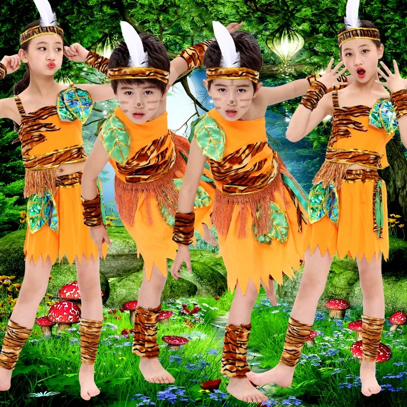 

Children'swear plays out costume tage costumeAfrican dance Indian savage hunter show costume dance costume