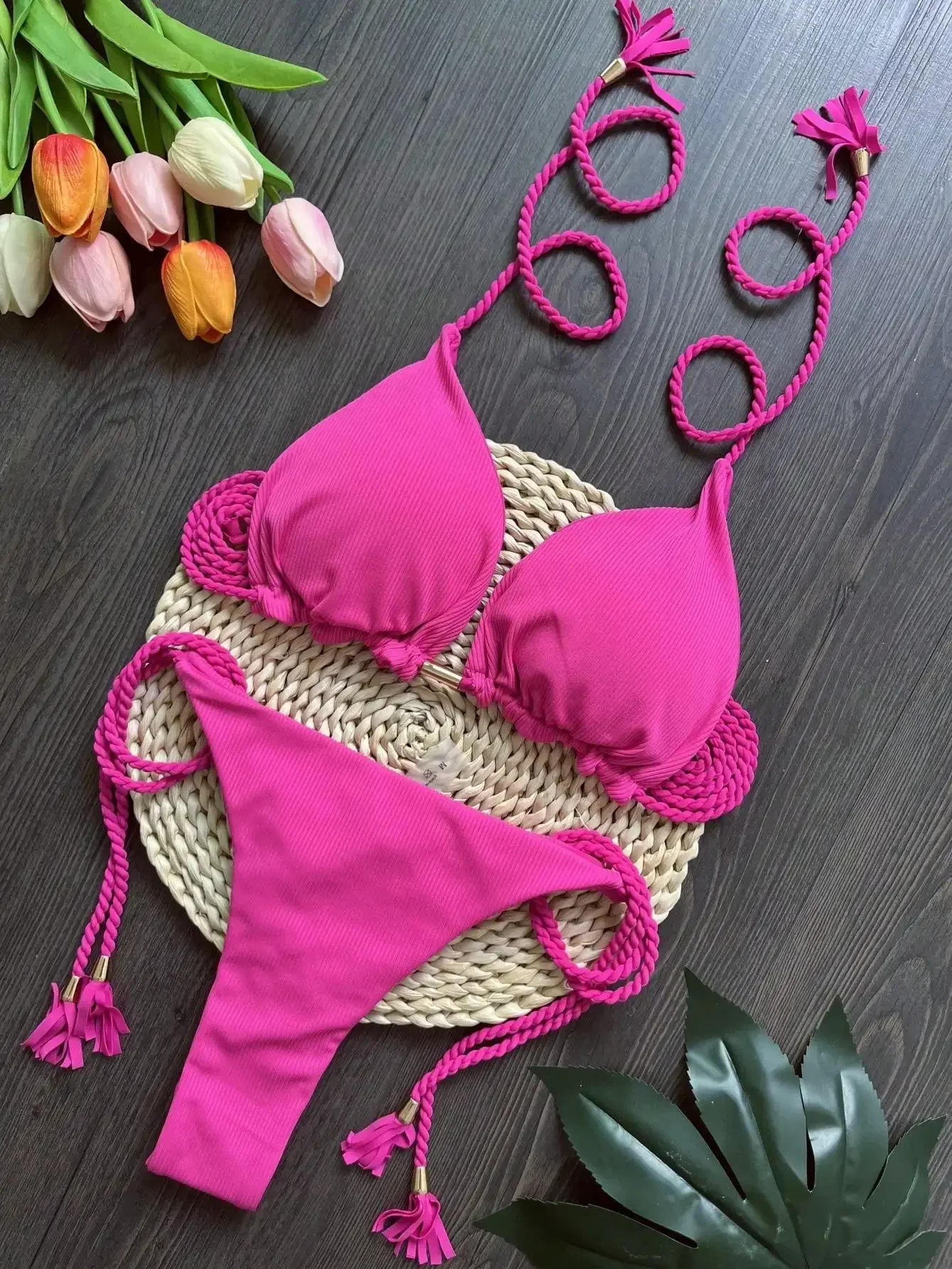 

2024 New Sexy Solid Bandage Bikini Set Women's Swimsuit Two-piece Triangle Swimwear Bathing Suit Brazilian Biquinis