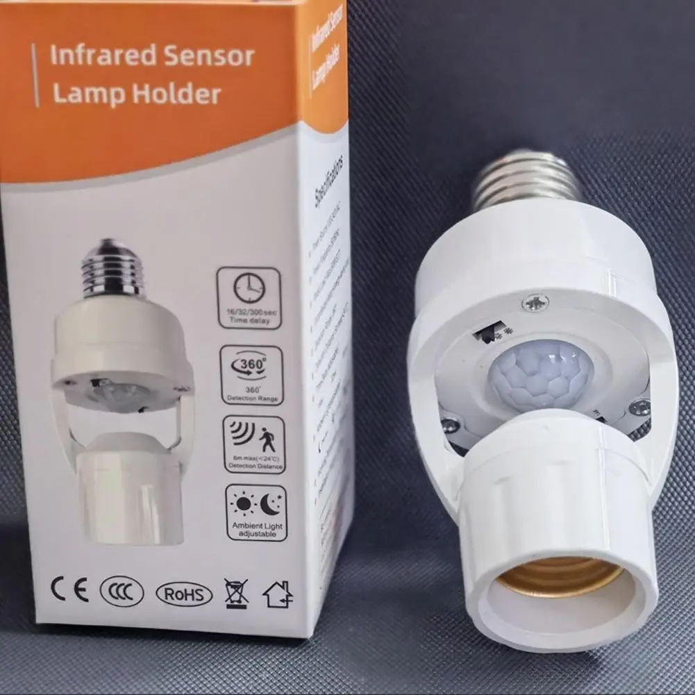 Lamp Holder Socket E27 Converter With PIR Motion Sensor Ampoule LED E27 Lamp Base Intelligent Light Bulb Switch MAX 30W