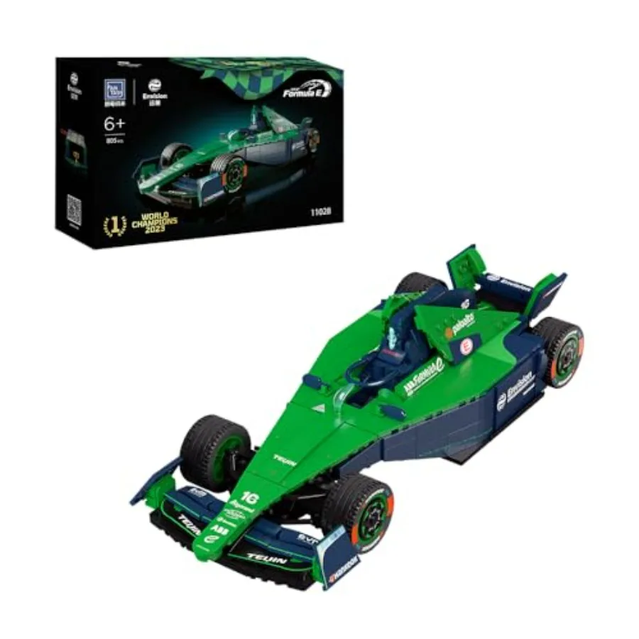 

Коллекционный конструктор PANTASY Envision Racing Formula E: модель гоночного автомобиля с подиумом и минифигуркой, реалистичные детали