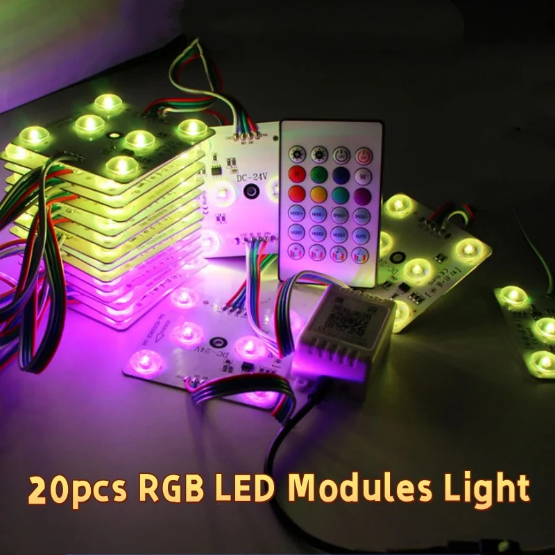 20Pcs 6Leds Rgb Led Modules Light Car Advertisement Design Sign Backlight Shop Bar Banner Decor Remote Control Waterproof Dc24V