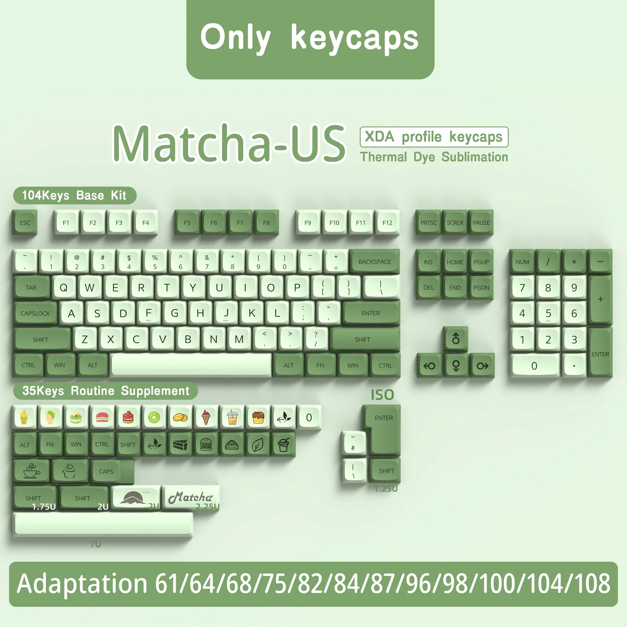 Azerty mechanische tastatur keycaps matcha qwertz keycap xda profil iso pbt keycaps spanisch französisch deutsch nordic keycap