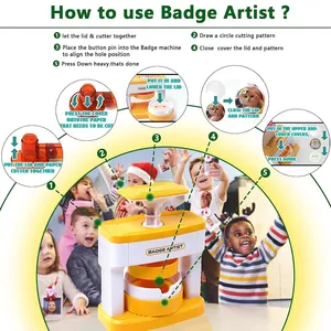 55 مم أحدث آلة صنع شارة بدون تثبيت لزر دبوس DIY 48 قطعة زر شارة ماكينة + قاطع دائرة أفضل 6 آلات صنع غطاء المبيعات - No3