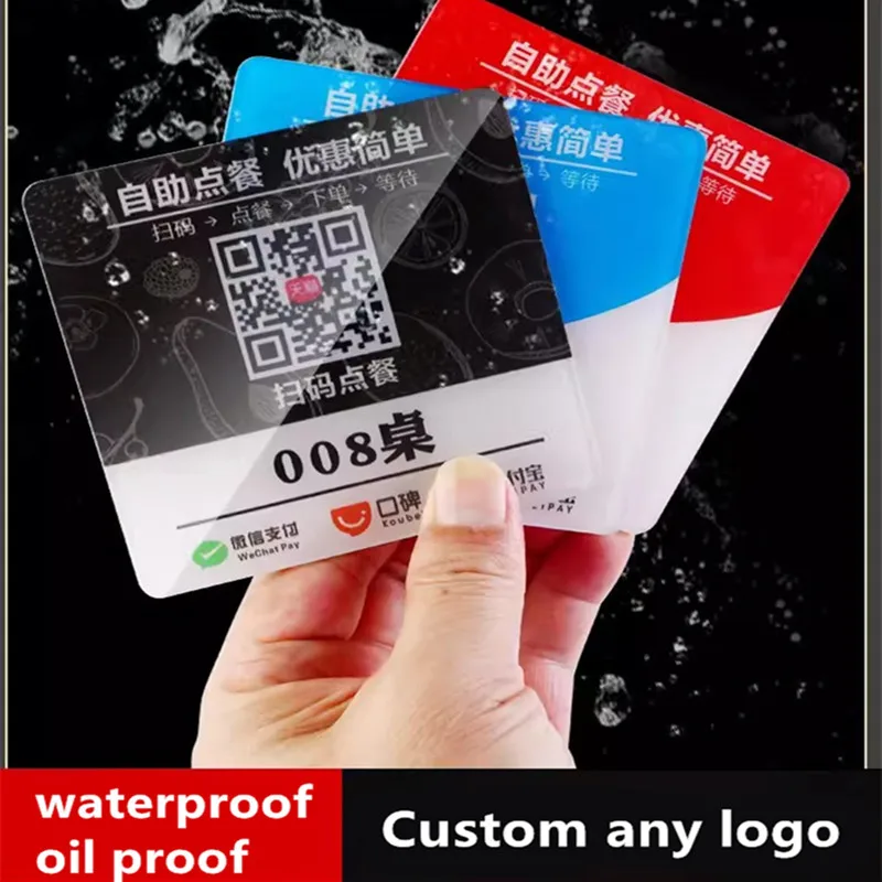 Custom Acrylic QR code matte adhesive scanning table logo stickers shiny 3M gule QR stickers waterproof PVC stickers customized