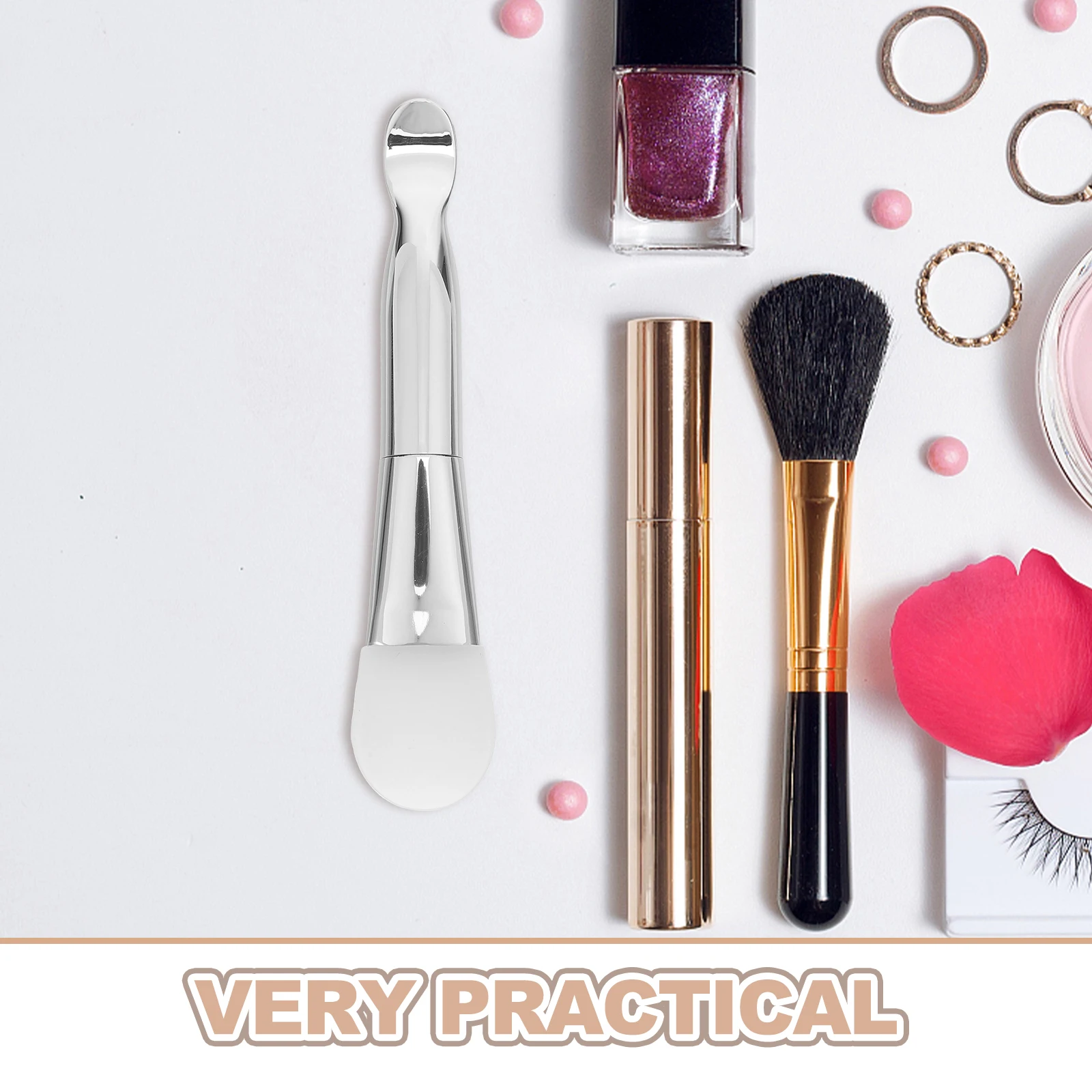 فرشاة توزيع قناع الوجه من السيليكون، مغرفة مزدوجة الأطراف وأداة شعيرات ناعمة لتطبيق الطين من مصل الكريم والعناية بالبشرة #5