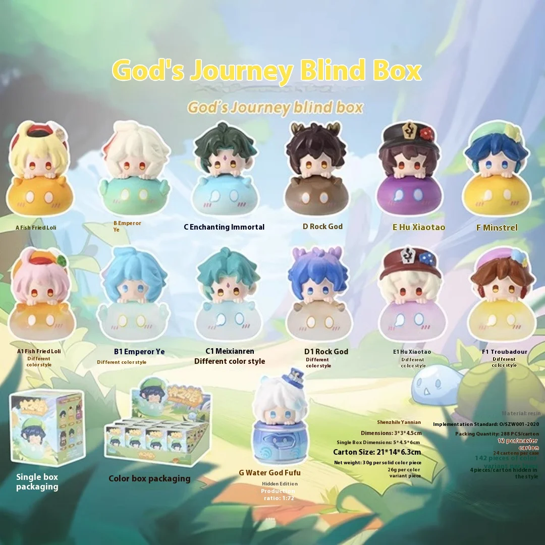 

4,5 см в наличии мини-вентилятор Genshin Impact Create God Journey, милая глухая коробка Lucky Mystery Box, настольная фигурка, модная фигурка в подарок