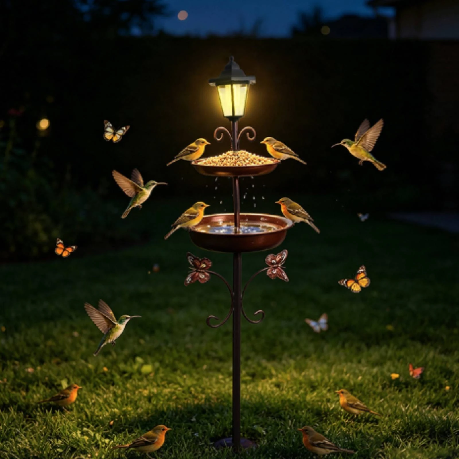 Bird Feeder with Bird Bath Tall for Gardeners, Yard, Lawn