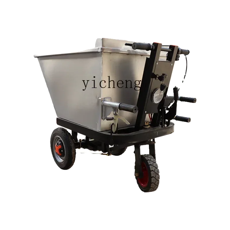 X5-7 Farm Electric Stainless Steel White Steel Trolley Handling Feed Three Wheel Tipping Bucket