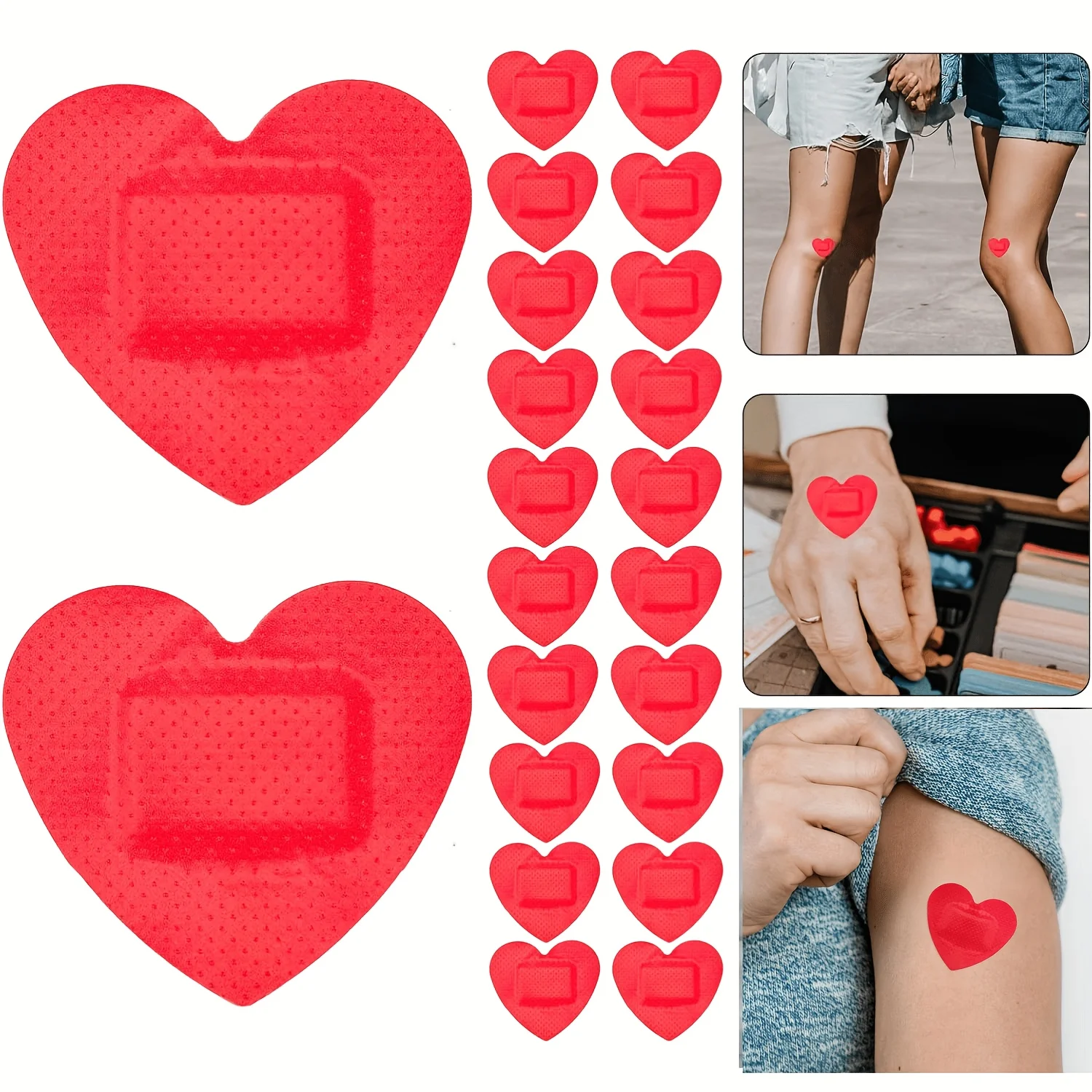 40/60/100pcs Heart Shaped Bandages,Cute Adhesive Bandages, Breathable Skin-Friendly First Aid Patches for Minor Cuts And Scrapes