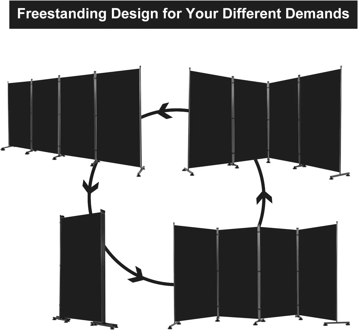 Room Divider 6FT Folding Privacy Screens  4 Panel Partition Room Dividers w Freestanding Design  Portable Wall Divider for Room