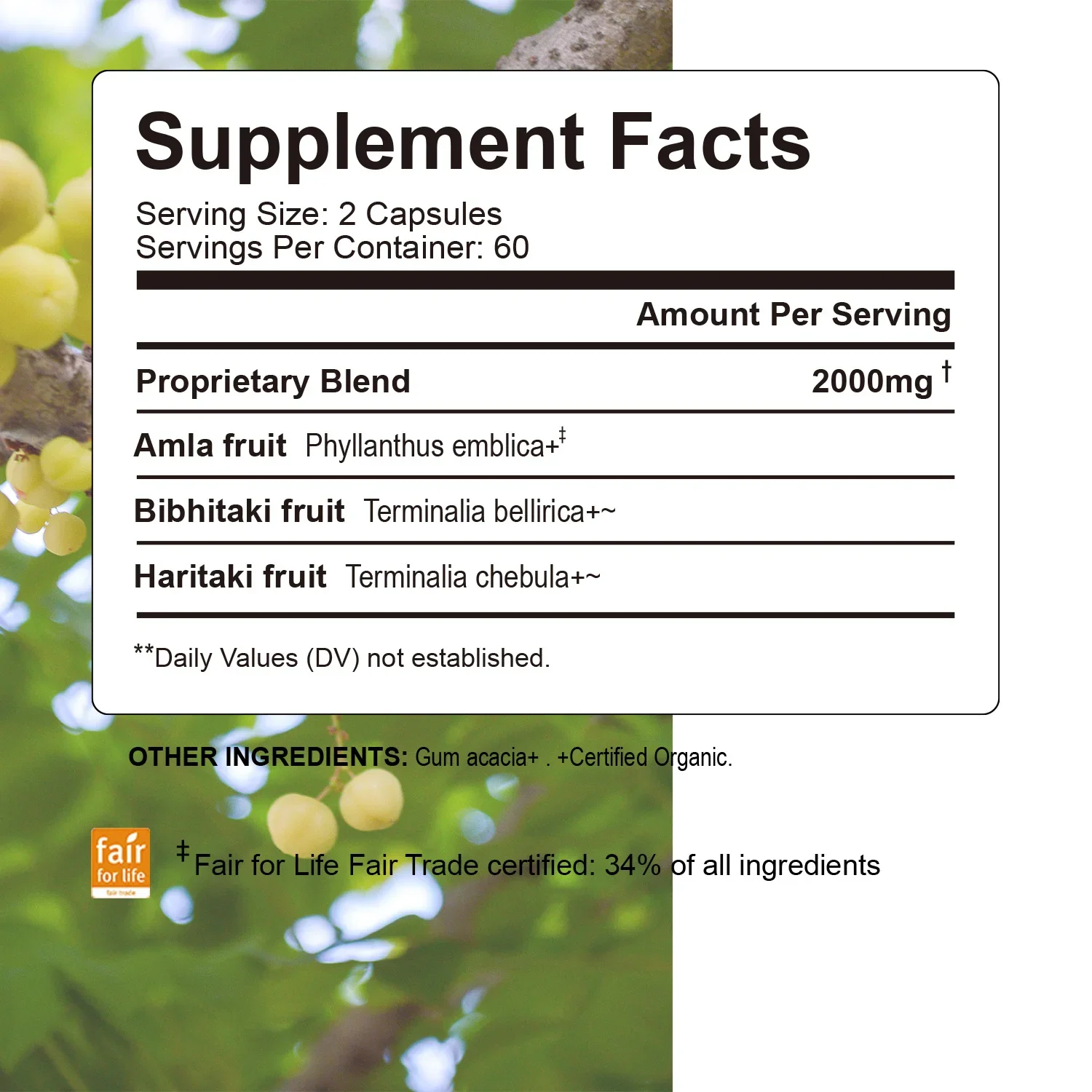 Triphala Capsules - Colon Cleansing, Promotes Digestion and Intestinal Health, Maintains Gut Microbiota Balance, Boosts Immunity