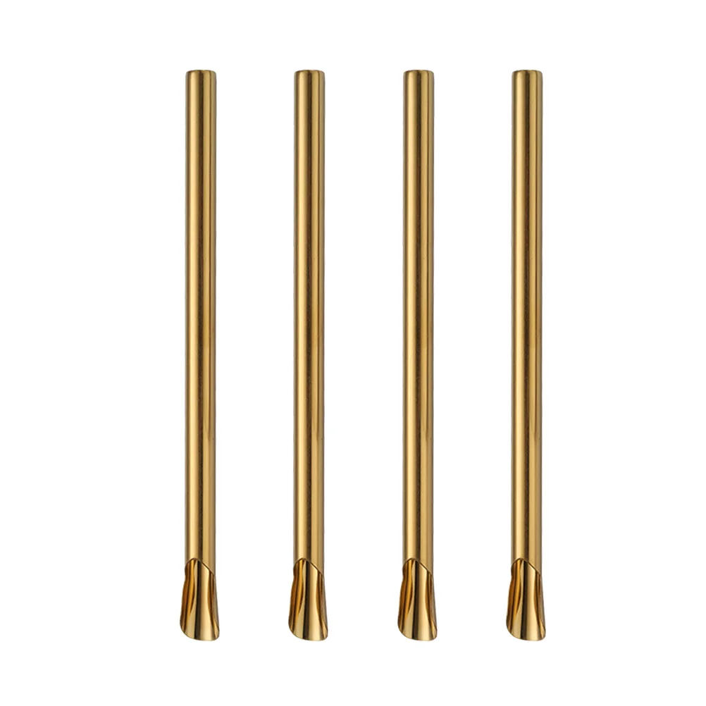 

4 Pcs Stainless Steel Straws Reusable Washable Non Rust Metal Drinking Stirrer for Tea Bar Accessories