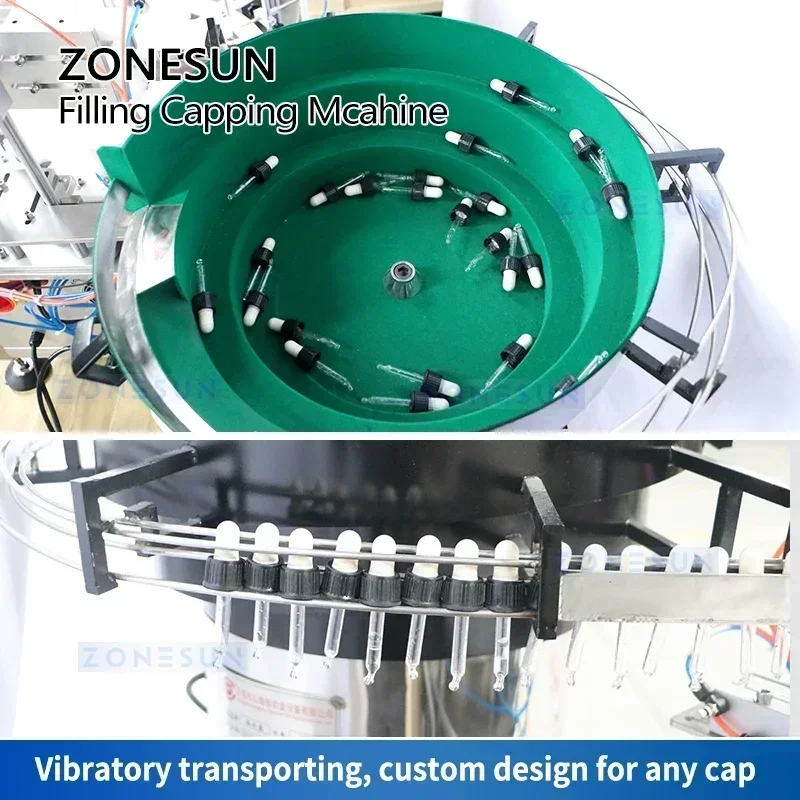 ZONESUN ZS-AFC7A Automatic Dropper Bottles Packaging Liquid Filling Capping Machine Cosmetic Essential Oil Perfume Eyedrop