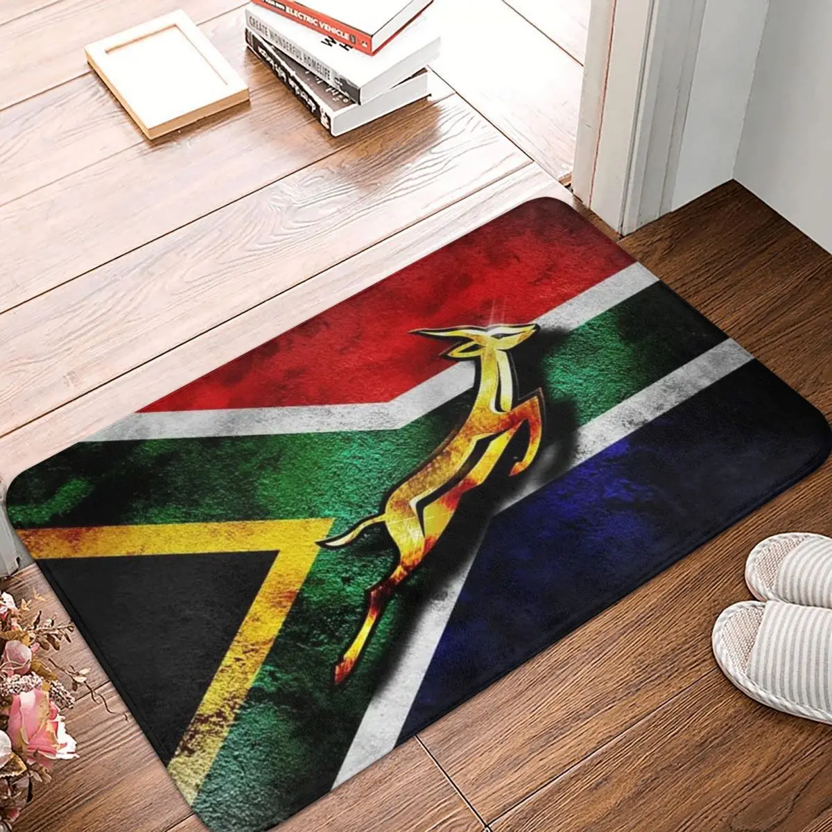 African Bath Non-Slip Carpet Vintage South Flag SA Flag Springbok Living Room Mat Entrance Door Doormat Home Decor Rug