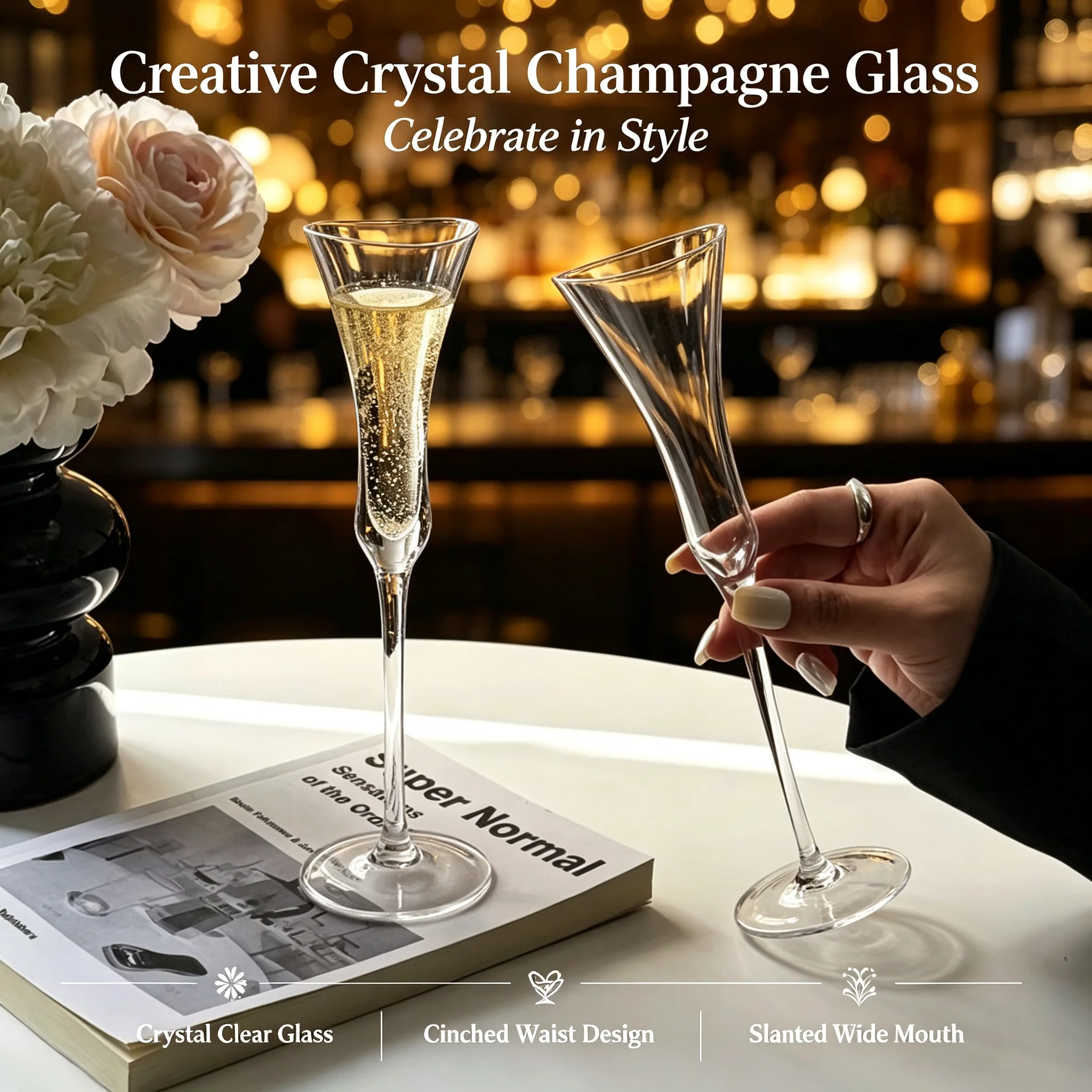 1/2PC Crystal Champagne Glasses Sparkling Wine Goblets Cinched Waist Wide Mouth Creative  Champagne Glasses Cocktail Glasses