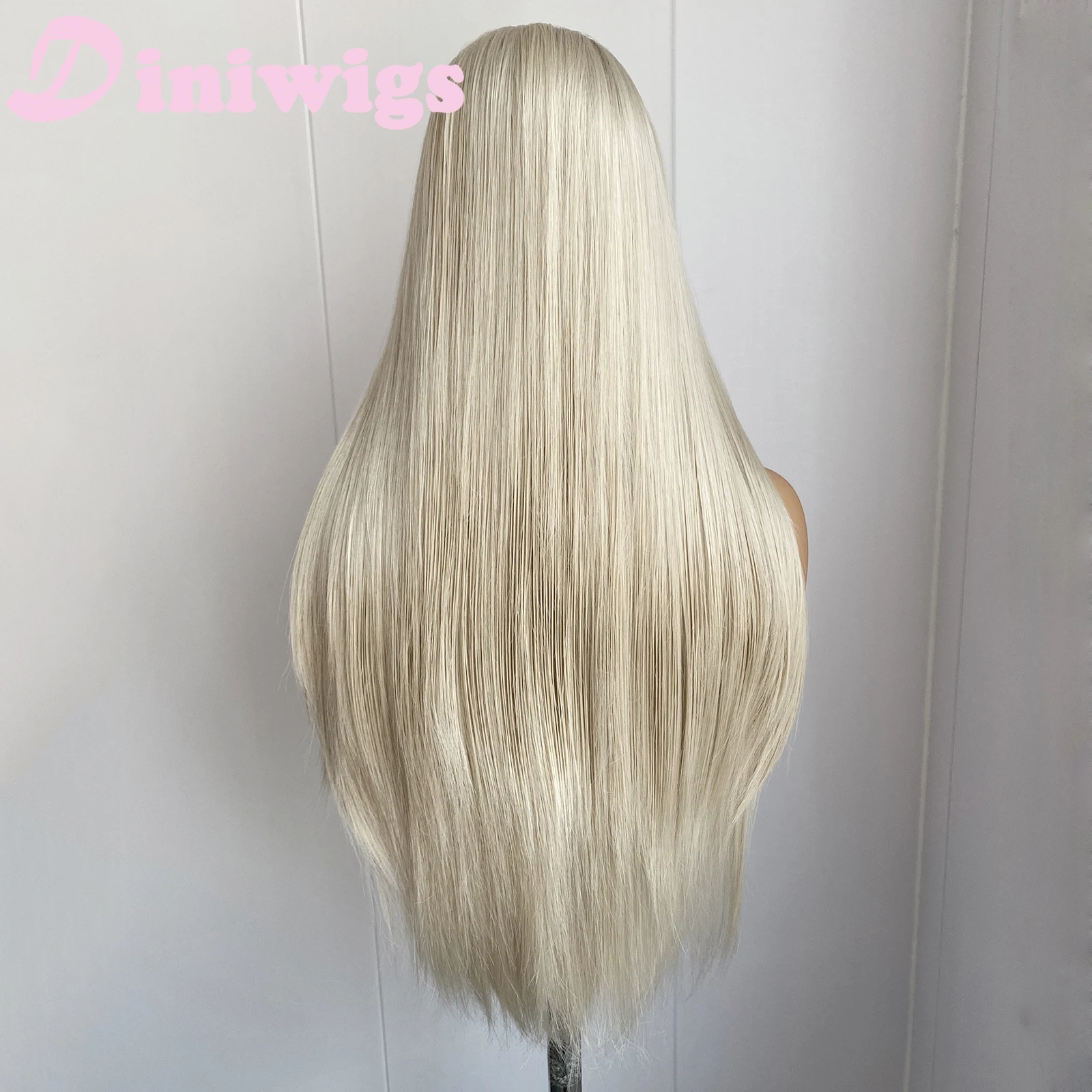 Diniwigs أومبير شقراء الدانتيل شعر مستعار أمامي 13X4 الاصطناعية طويلة شعر مستعار مستقيم جذور البني الباروكات الملونة للنساء يوميا مقاومة للحرارة #5