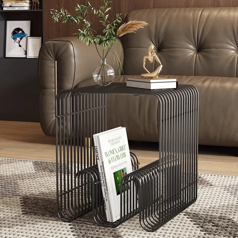 Metal Wire Coffee Side  Bedside  Small Storage Shelf Wall Mounted Living Room Sofa End Table Modern Furniture - view 3