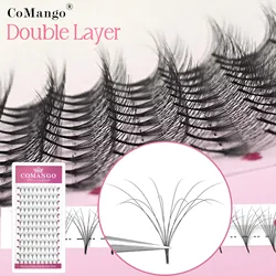 New Arrival Double Layers Pointy Base Premade Fans Eyelashes Extension 6D Fluffy Mega Volume Eyelash Soft Silk Fan Faux Cilios