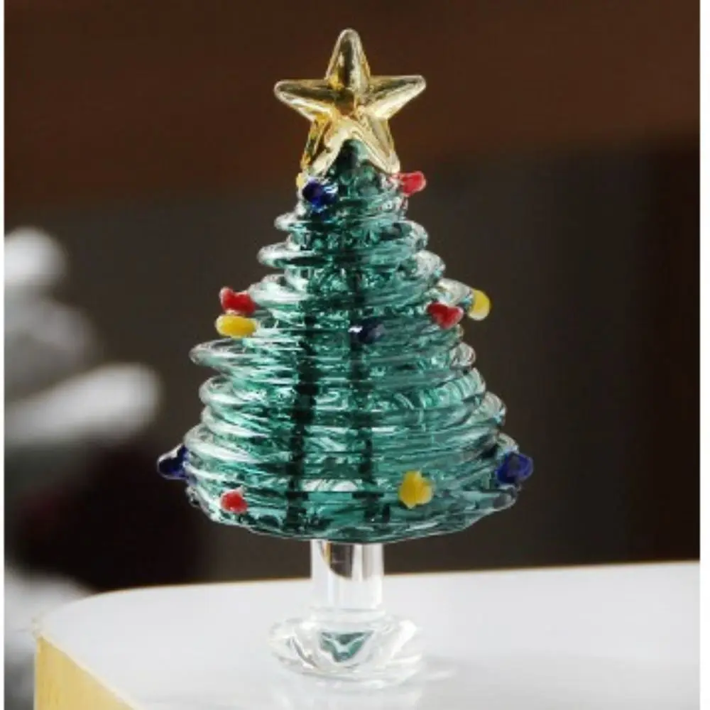 Home Decor Crystal Christmas Tree Handmade Brushed Glass Christmas Tree Figurines Crafts Glass Statue Christmas Decoration