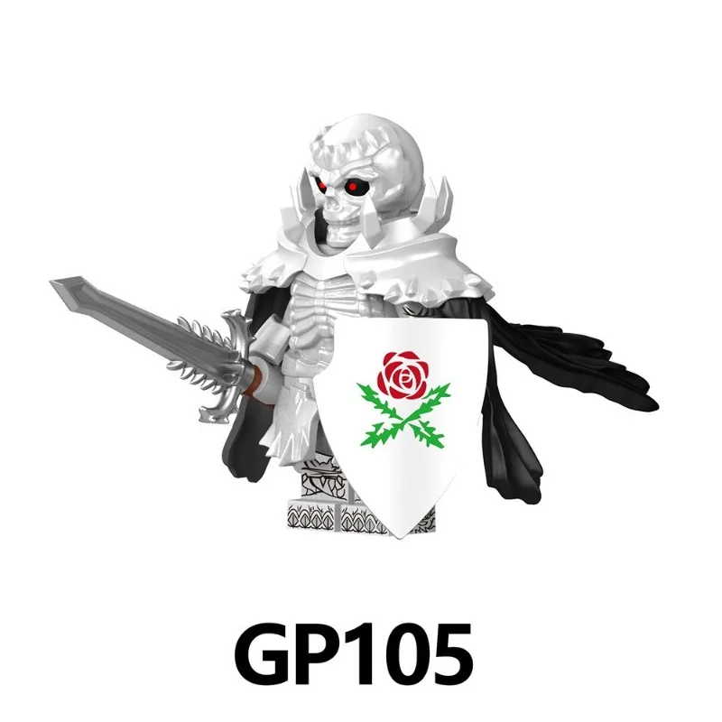 GP105-108 White Skull Knight Mount Black Skull Knight War Horse Assembled building block bag gift