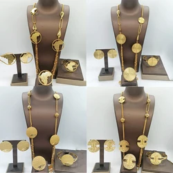 Five Layer Jewelry Set For Women Trendy Long Chain 80cm Necklace Cuff Bangle Adjustable Ring Geometry Earrings Jewelry Accessory