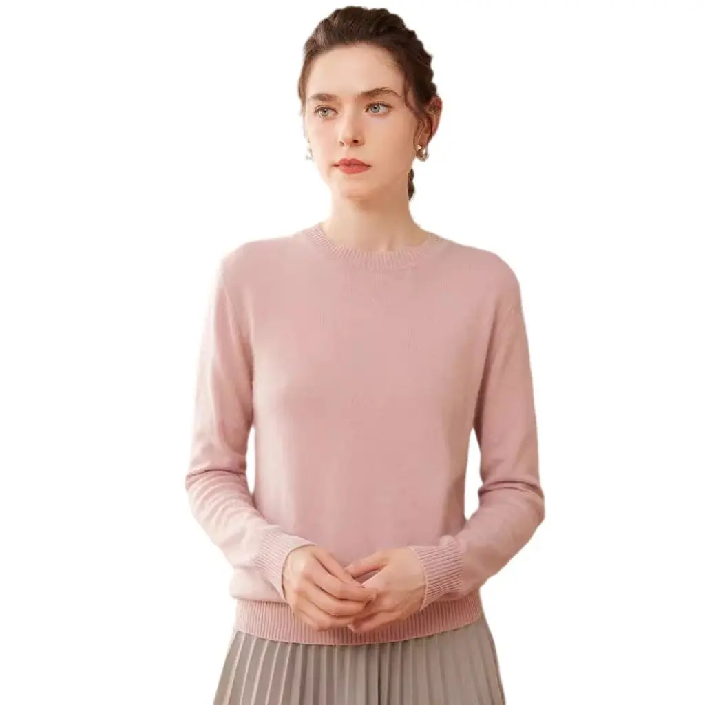 

Women's Cashmere Crewneck Pullover Sweater Thin Long Sleeve Loose Fit Knitted Shirt for Autumn Winter Base Layer