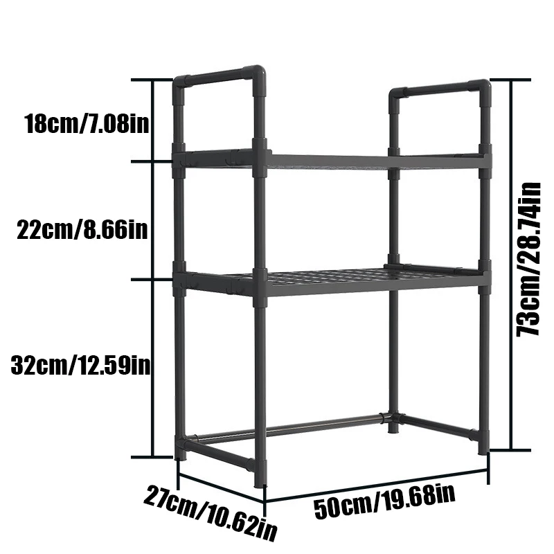 2/3 Floor Kitchen Microwave Rack, Desktop Oven and Toaster Storage Rack, With Hooks to Save Space, Kitchen Storage Rack