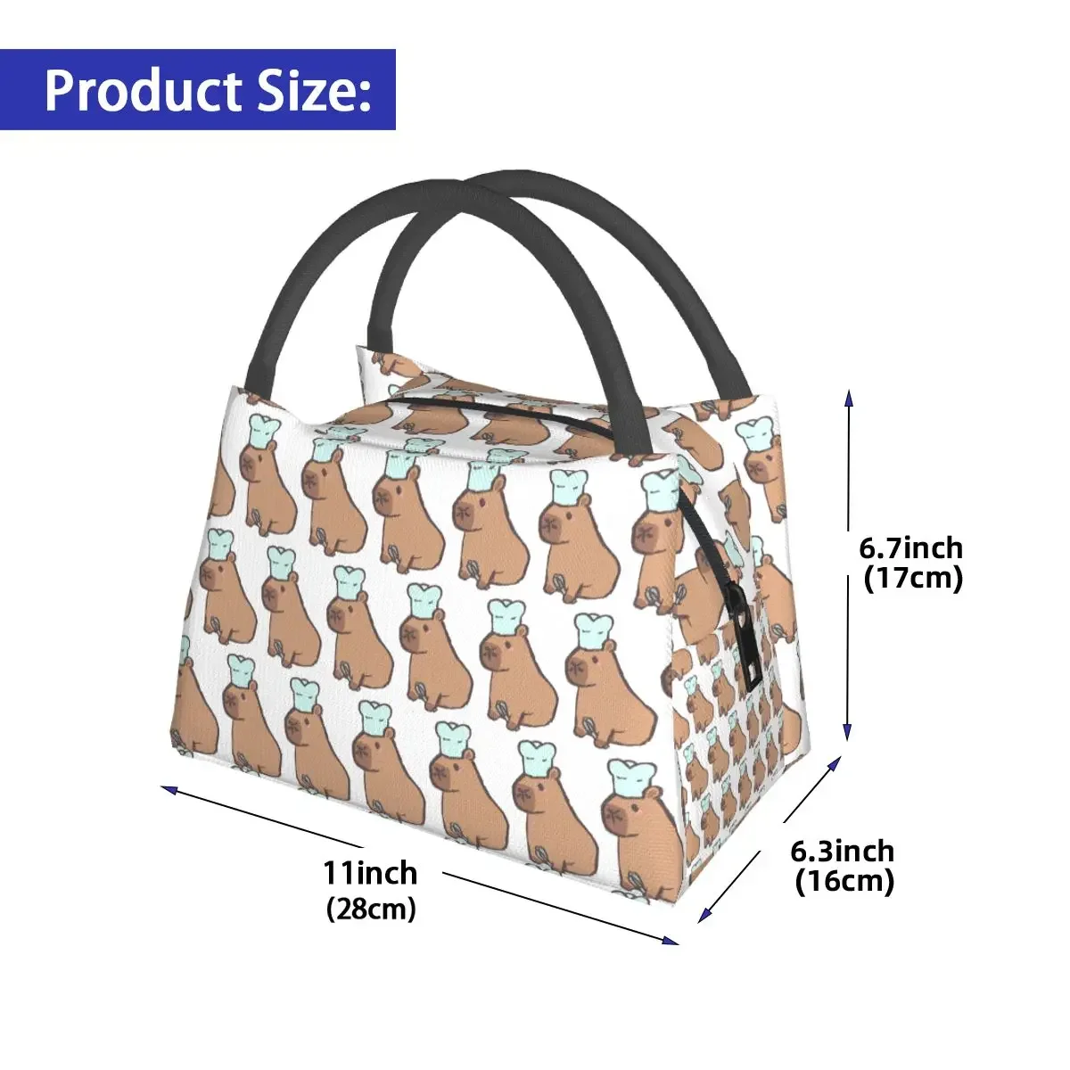 Chef Capybara Lightweight Handheld Insulated Lunch Bag Large Capacity for Adults Students Travel Picnic