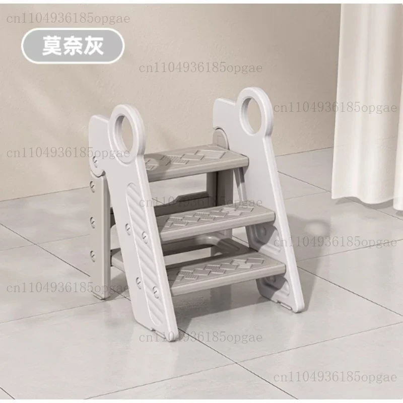 Non-slip 3-step stool, foldable and adjustable 3-step bathroom sink stool, step-up stool